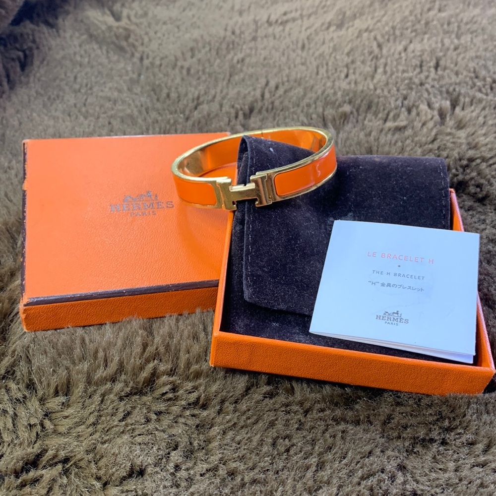 Hermes H Bracelet - Gold/Orange - PM